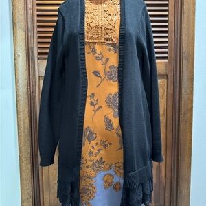 Matilda Jane Black Cardigan with Lace Hem
